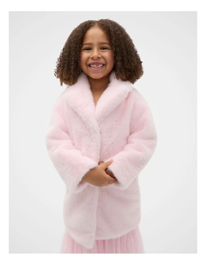 Faux Fur Coat in Pink Lemonade image 3