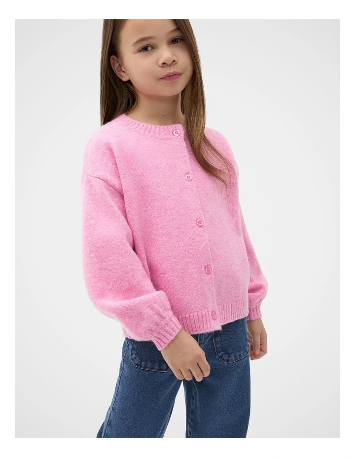 Fluffy Knit Cardigan in Pink image 1
