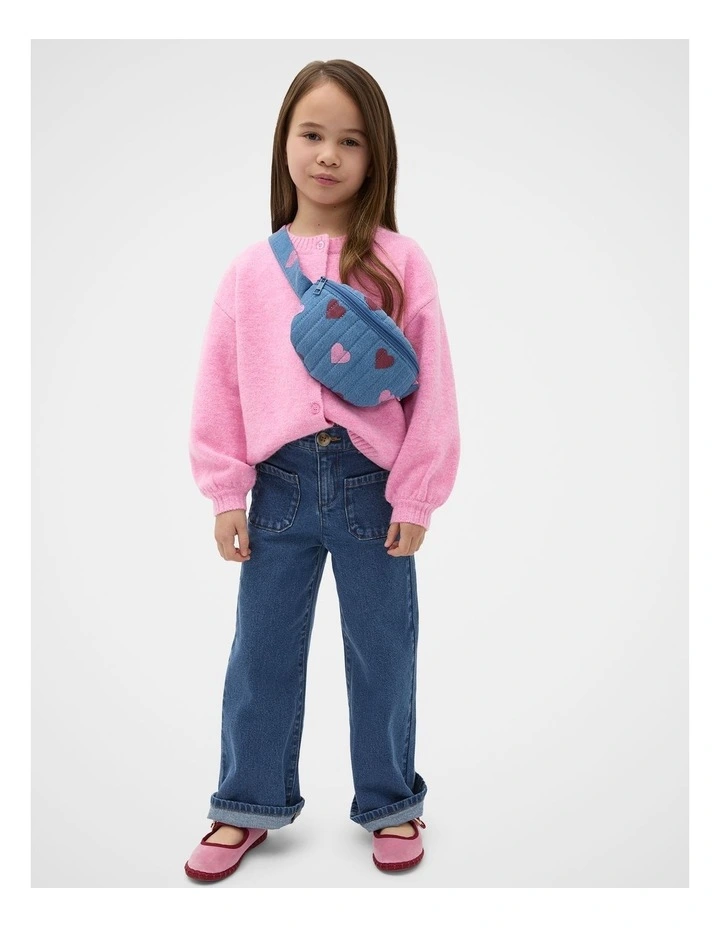 Fluffy Knit Cardigan in Pink image 3