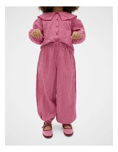 Gingham Balloon Pant in Red