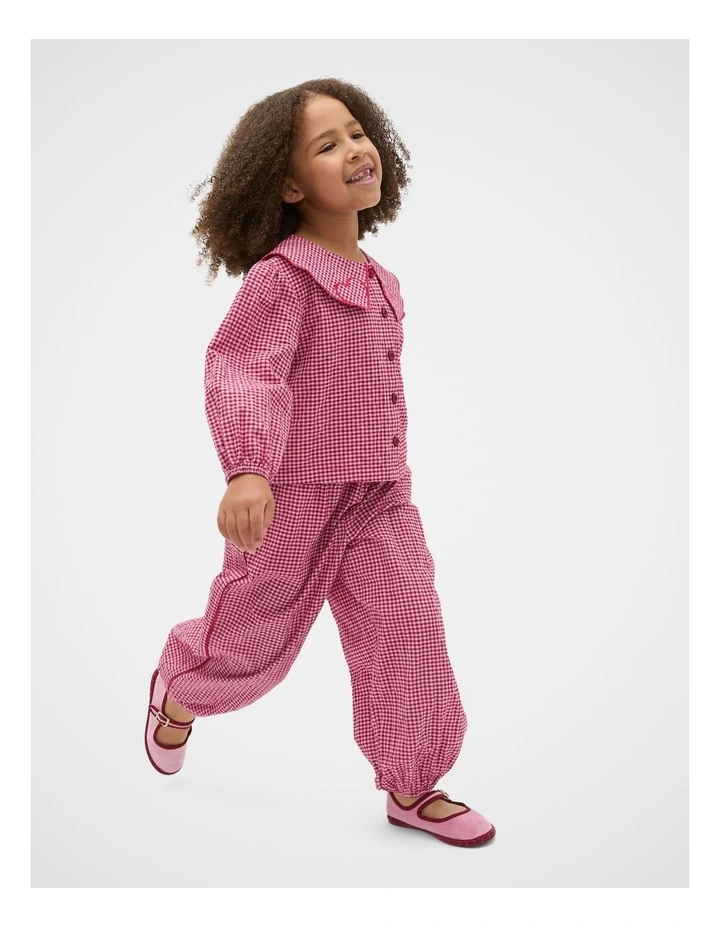 Gingham Balloon Pant in Red image 3