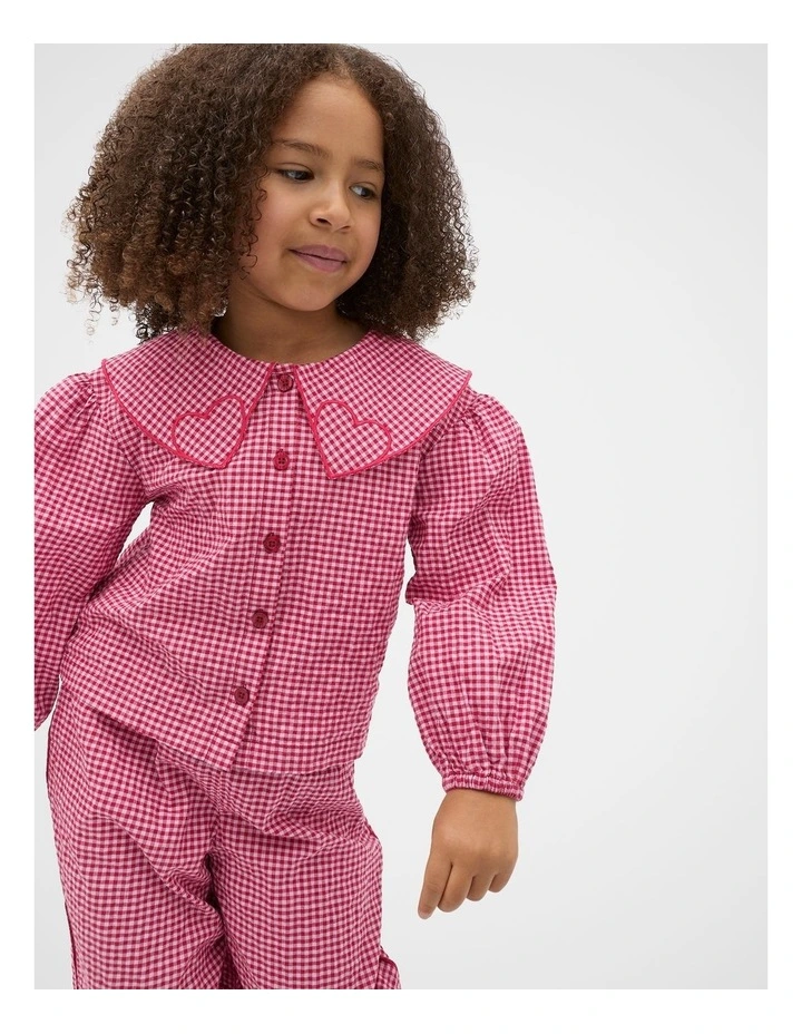 Heart Collar Top in Red image 3