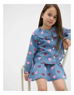 Heart Denim Jacket in Blue