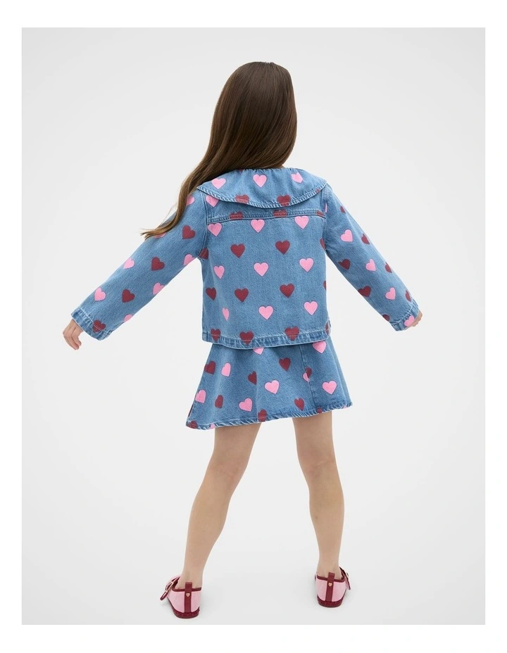 Heart Denim Jacket in Blue image 2