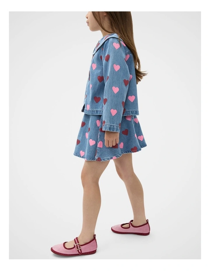 Heart Denim Jacket in Blue image 3