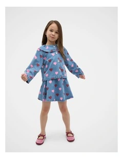 Heart Denim Skirt in Washed Indigo