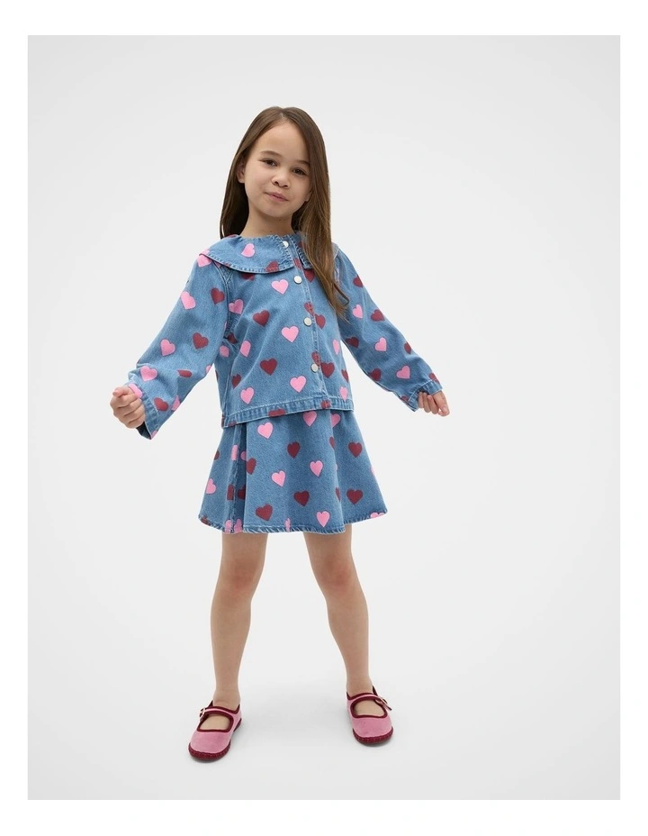 Heart Denim Skirt in Washed Indigo image 1