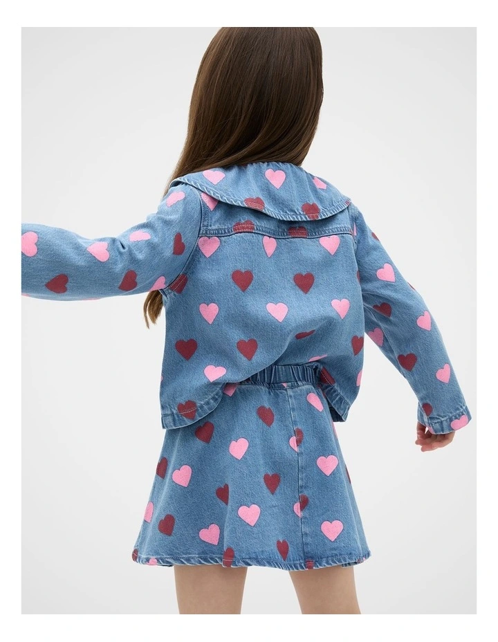 Heart Denim Skirt in Washed Indigo image 2