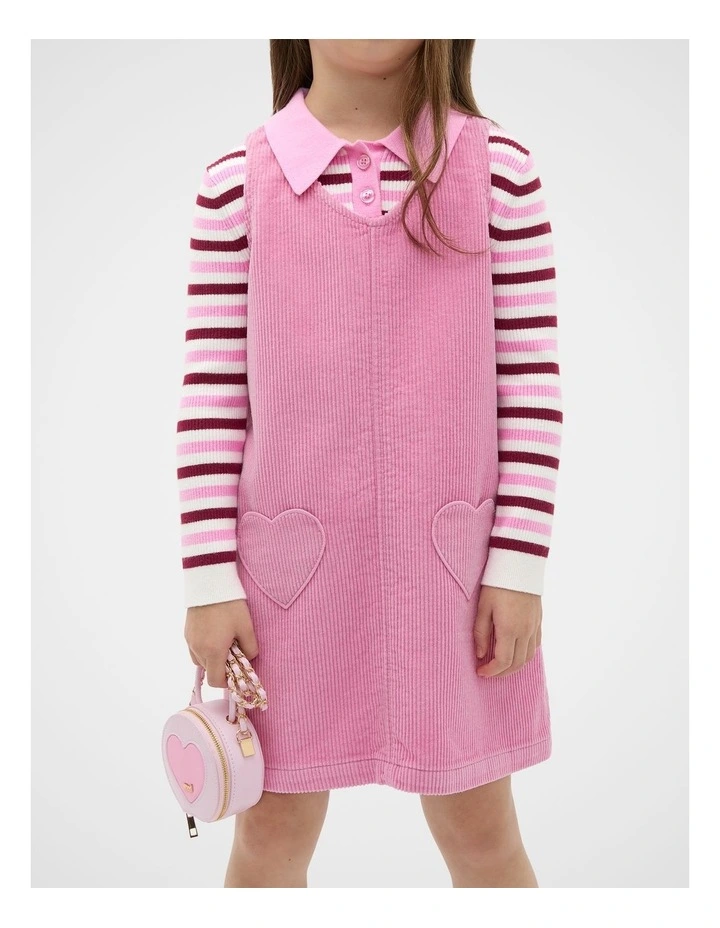 Heart Pocket Pinafore Dress in Pink image 1