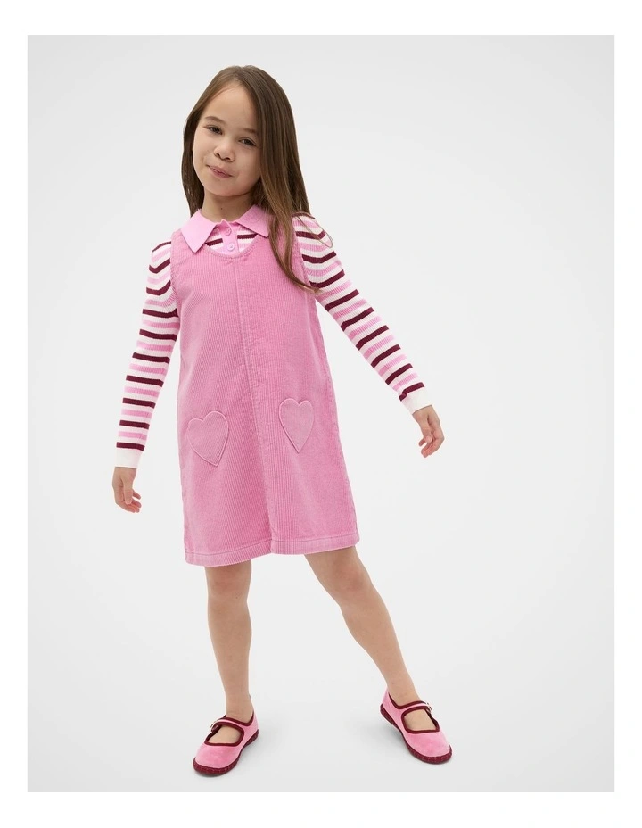 Heart Pocket Pinafore Dress in Pink image 3