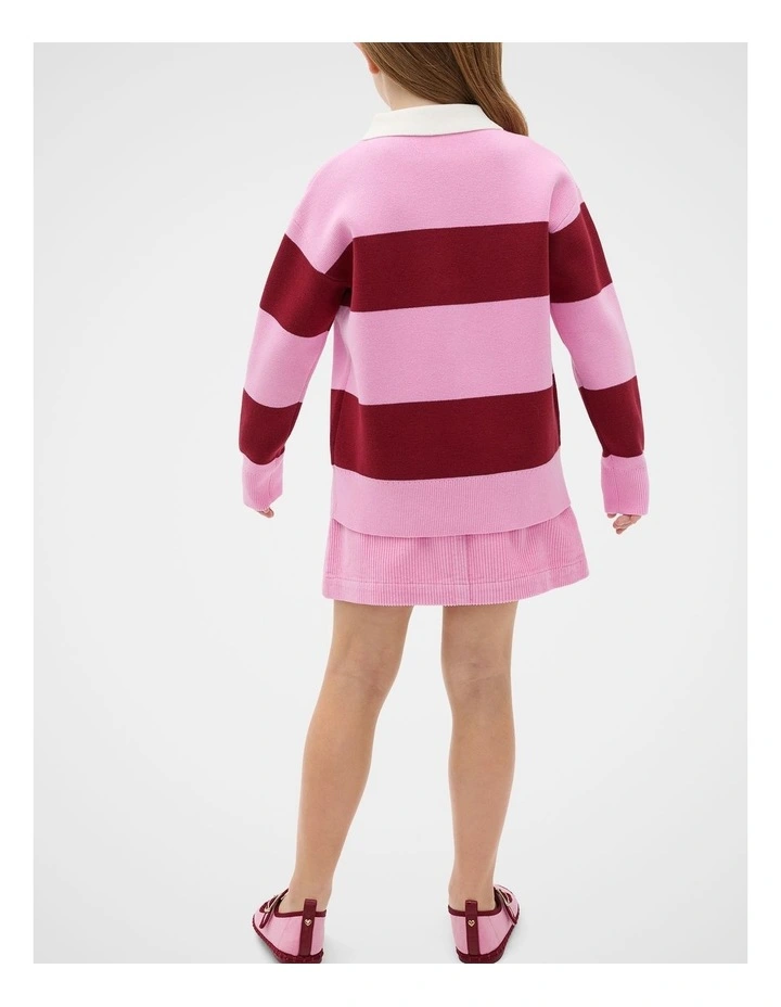 Rugby Knit Jumper in Red image 2