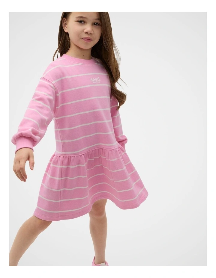 Logo Stripe Dress in Pink image 3
