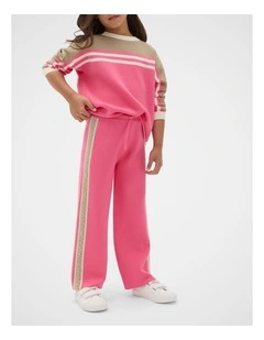 MD Side Stripe Knit Pant in Bubblegum Pink
