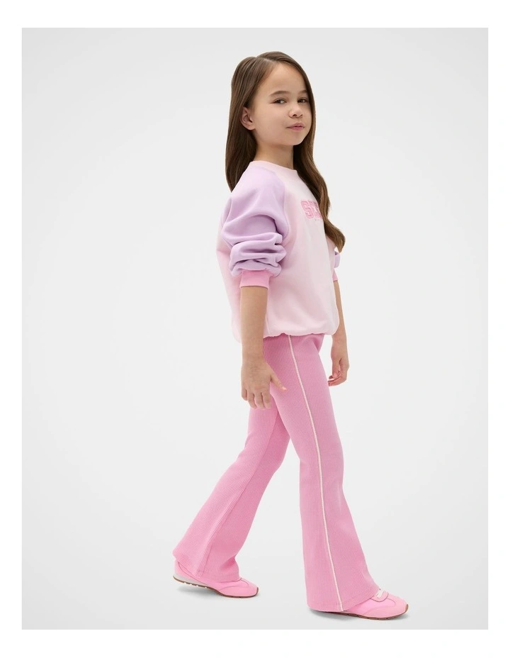 Piped Kick Flare Pant in Pink image 3