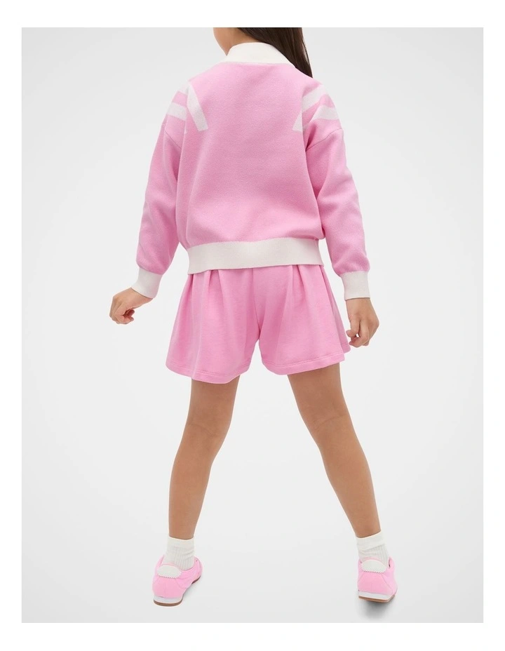 Quarter Zip Logo Sweat in Pink image 2