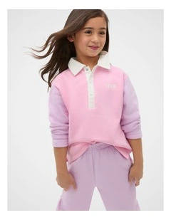 Rugby Sweat Top in Pink