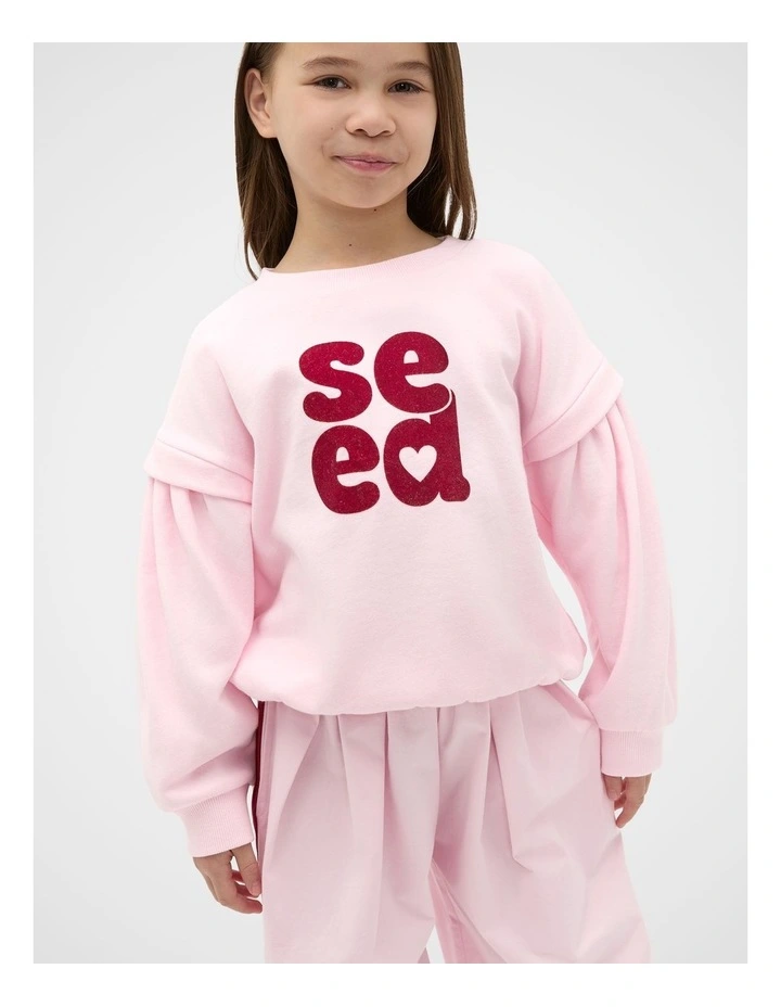 Heart Sweat Top in Pink image 1