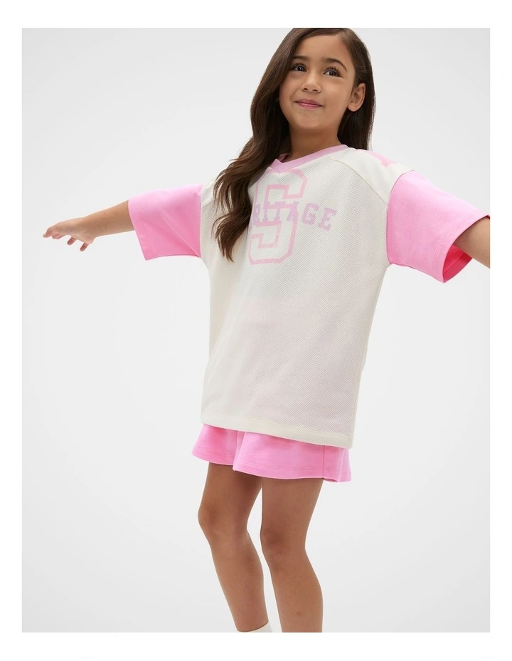 Sporty Mesh Tee in Cream image 3