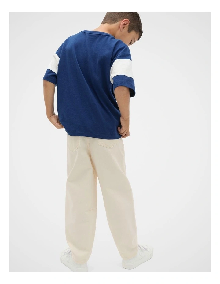 Colourblock Logo Tee in French Navy image 2