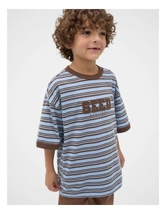 Stripe Logo Tee in Cloud Blue