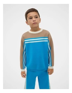 MD Retro Knit Sweater in Pacific Blue