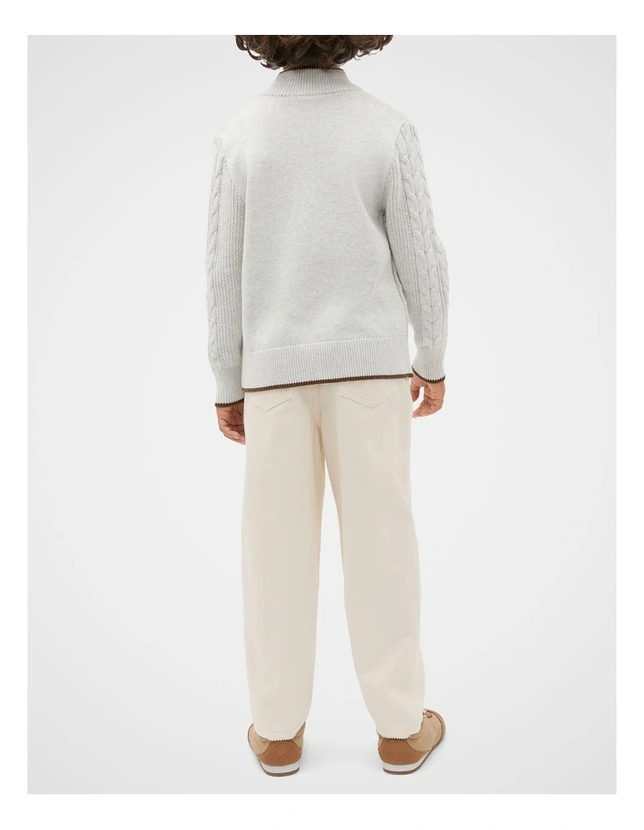 Cable Knit Sweater in Light Grey Marle image 2