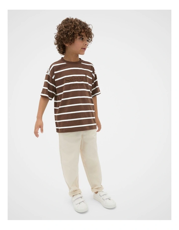 Stripe Logo Tee in Brown image 1