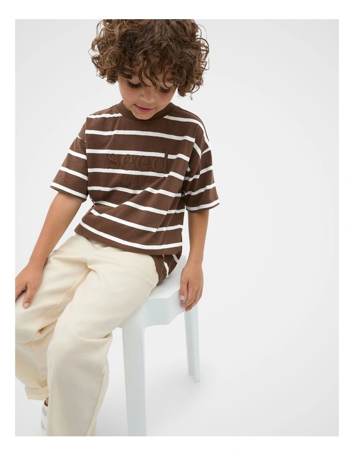 Stripe Logo Tee in Brown image 3