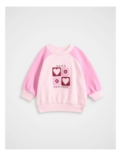 Heart Sweat Top in Pink