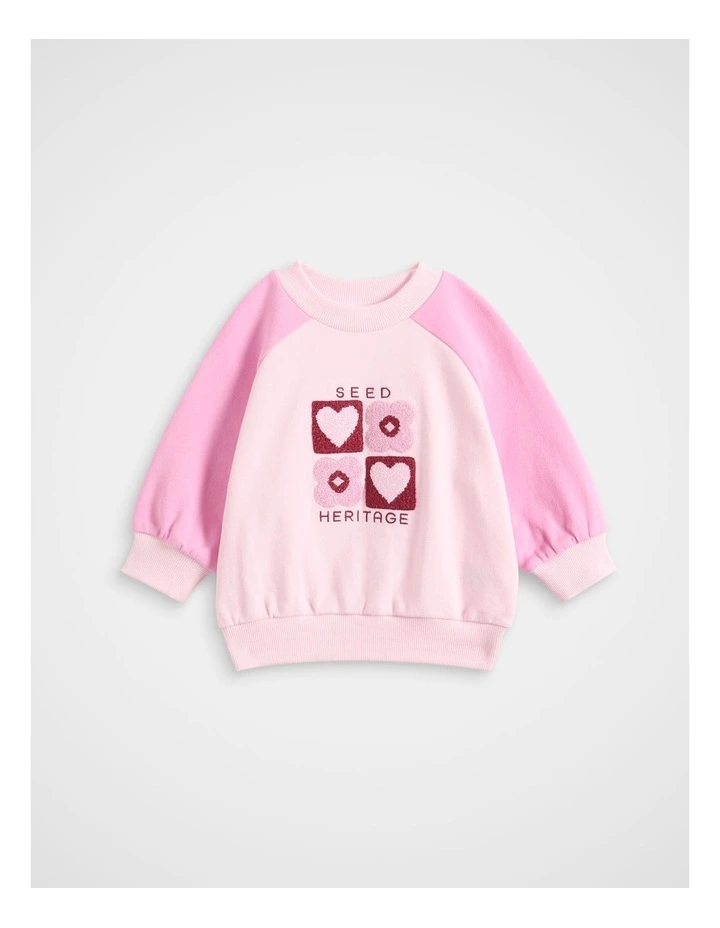 Heart Sweat Top in Pink image 1