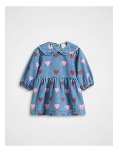 Denim Collar Dress in Blue