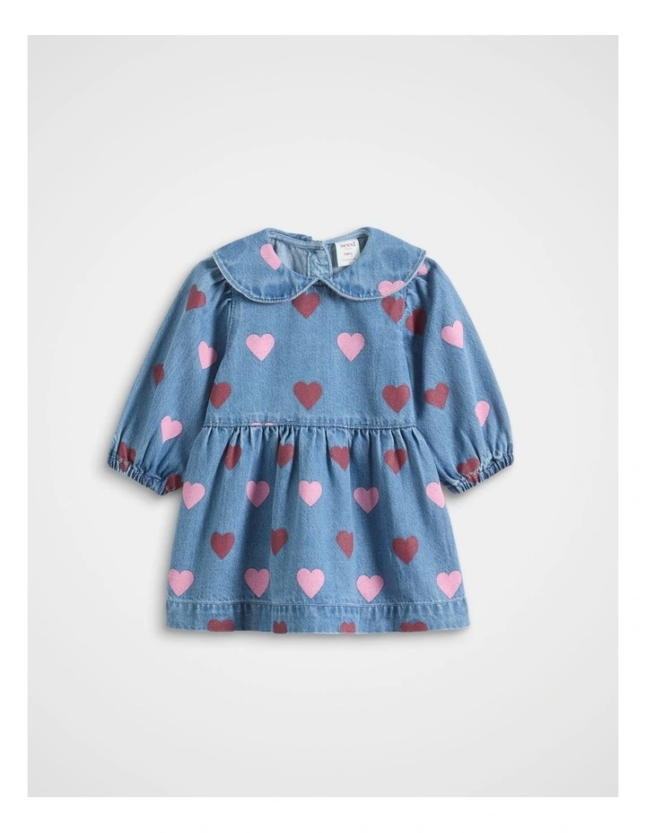 Denim Collar Dress in Blue image 2