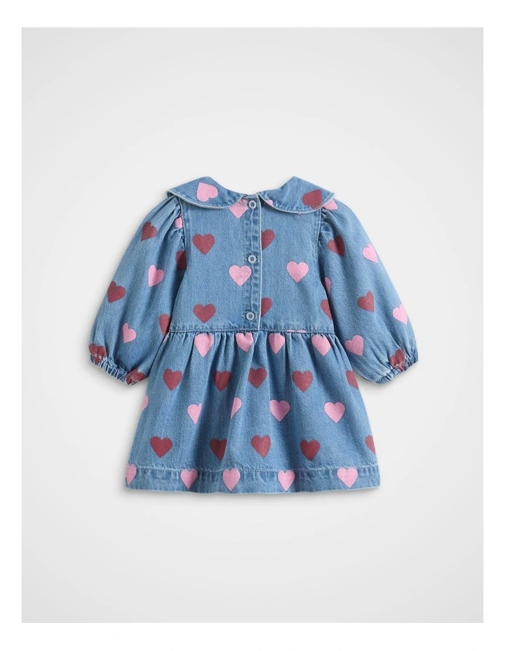 Denim Collar Dress in Blue image 3