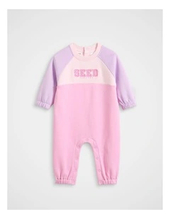 Sporty Spliced Logo Romper in Multi