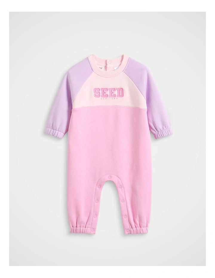 Sporty Spliced Logo Romper in Multi image 1