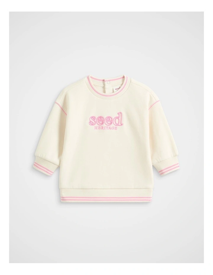 Core Logo Sweat Top in Classic Cream image 1