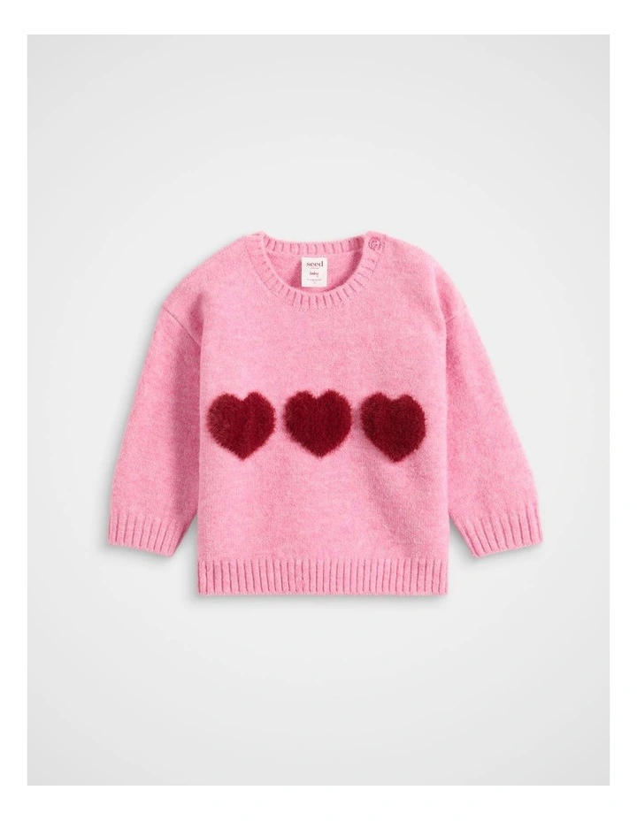 Heart Knit Sweater in Pink image 1