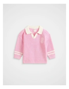 Sporty Knit Sweater in Pink