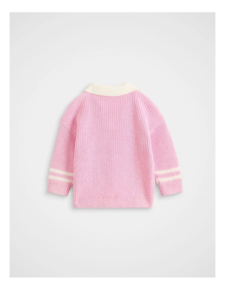Sporty Knit Sweater in Pink image 2