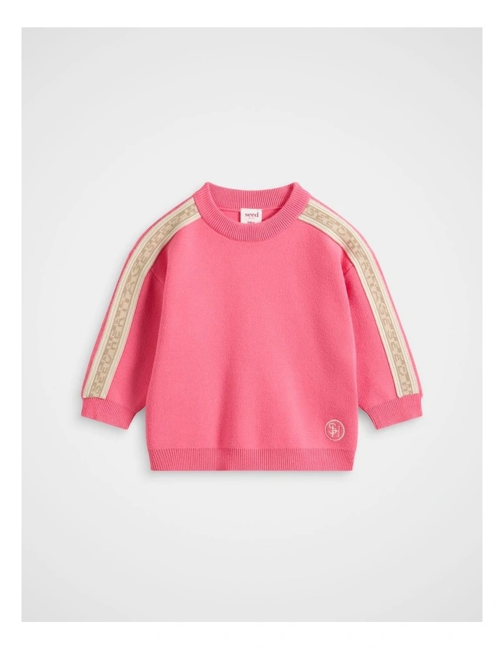MD Side Stripe Knit Sweater in Bubblegum Pink image 1