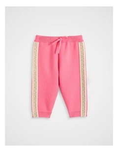 MD Side Stripe Knit Pant in Bubblegum Pink