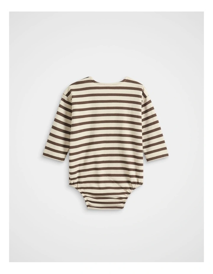 Logo Stripe Bodysuit in Brown image 2