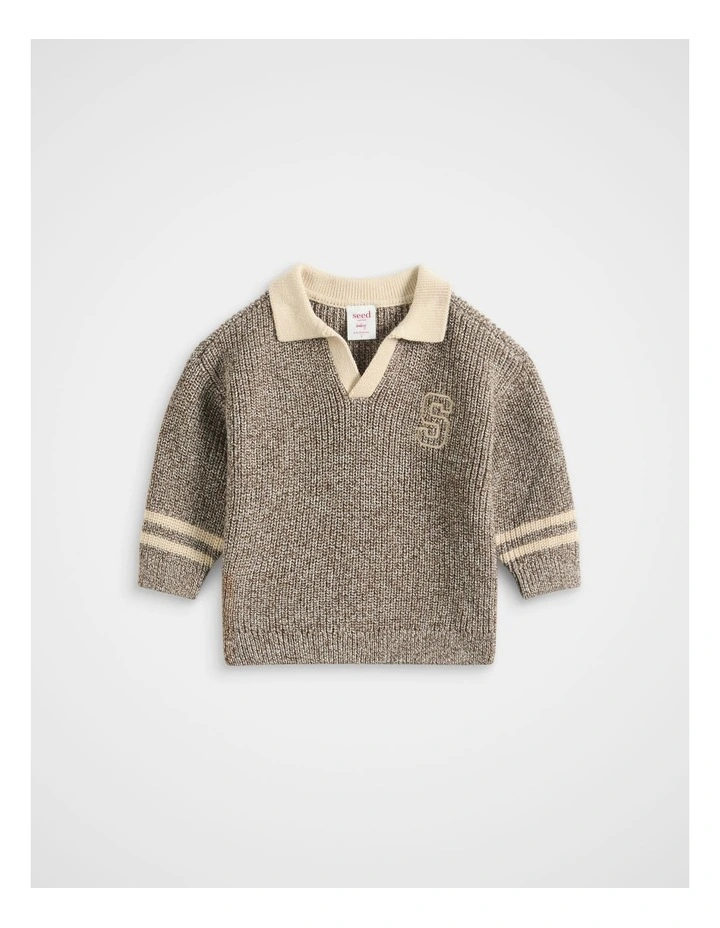 Sporty Knit Sweater in Cacao image 1