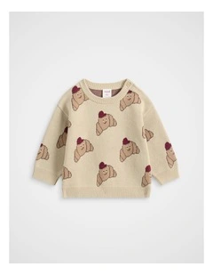 Croissant Jacquard Knit Jumper in Multi