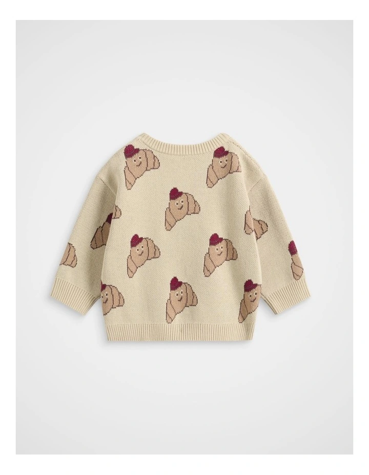 Croissant Jacquard Knit Jumper in Multi image 2