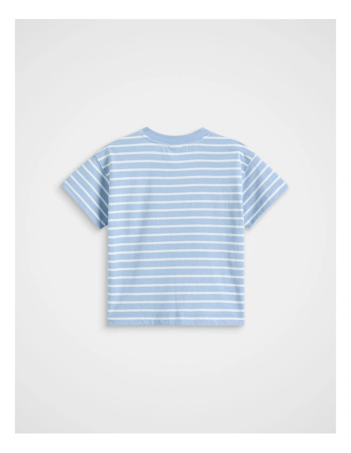 Core Stripe Logo Tee in Blue image 2