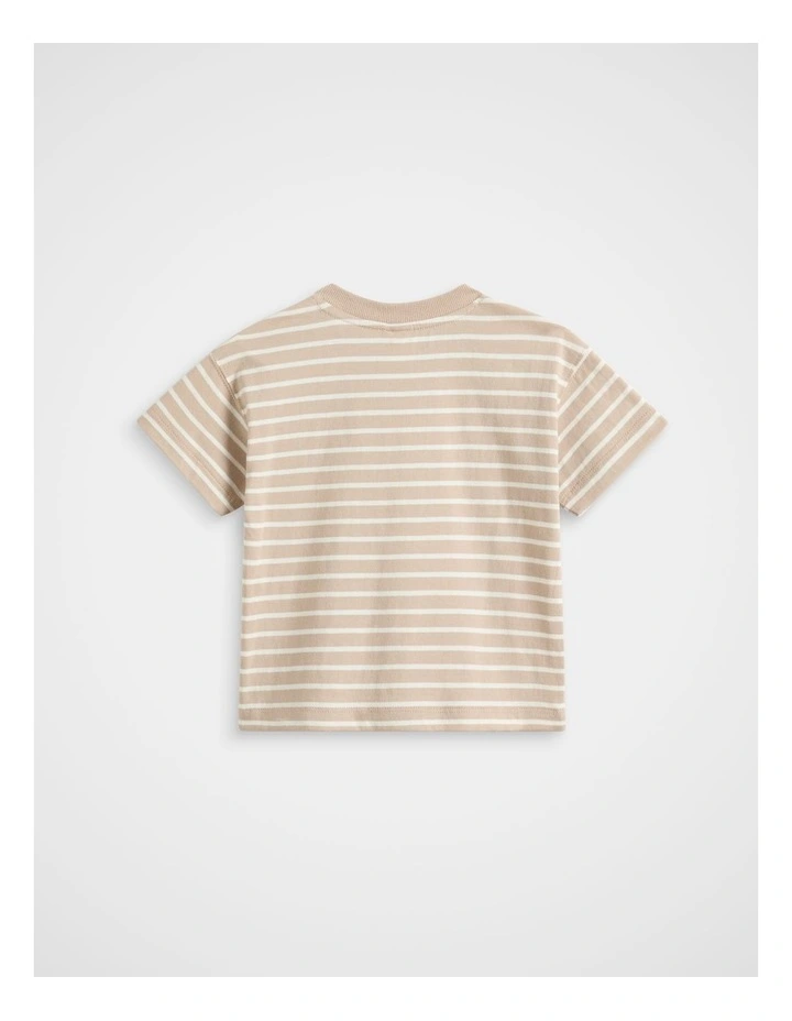 Core Stripe Logo Tee in Beige image 2
