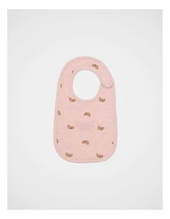 Logo Croissant Bow Bib in Blush Pink Marle