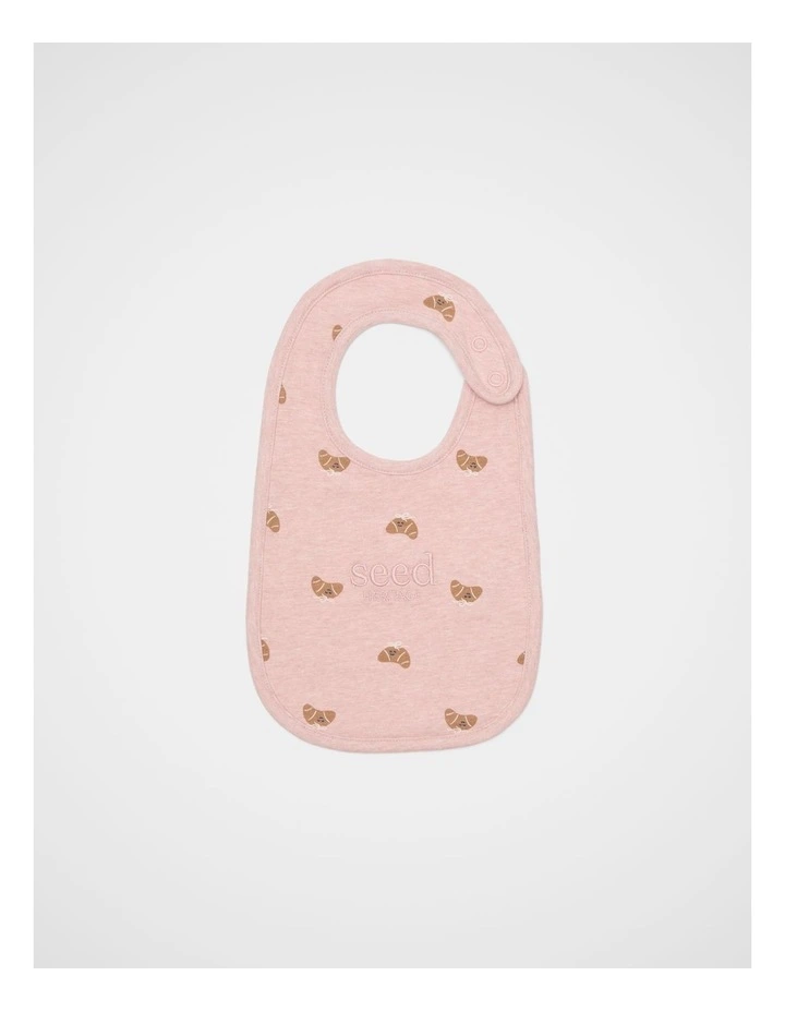 Logo Croissant Bow Bib in Blush Pink Marle image 1