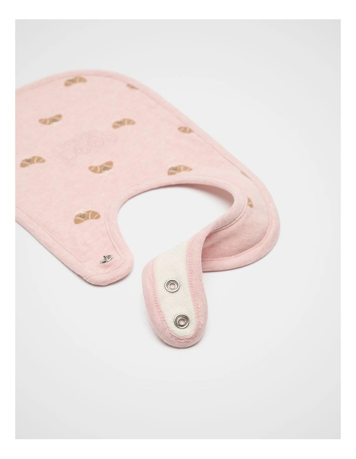 Logo Croissant Bow Bib in Blush Pink Marle image 2